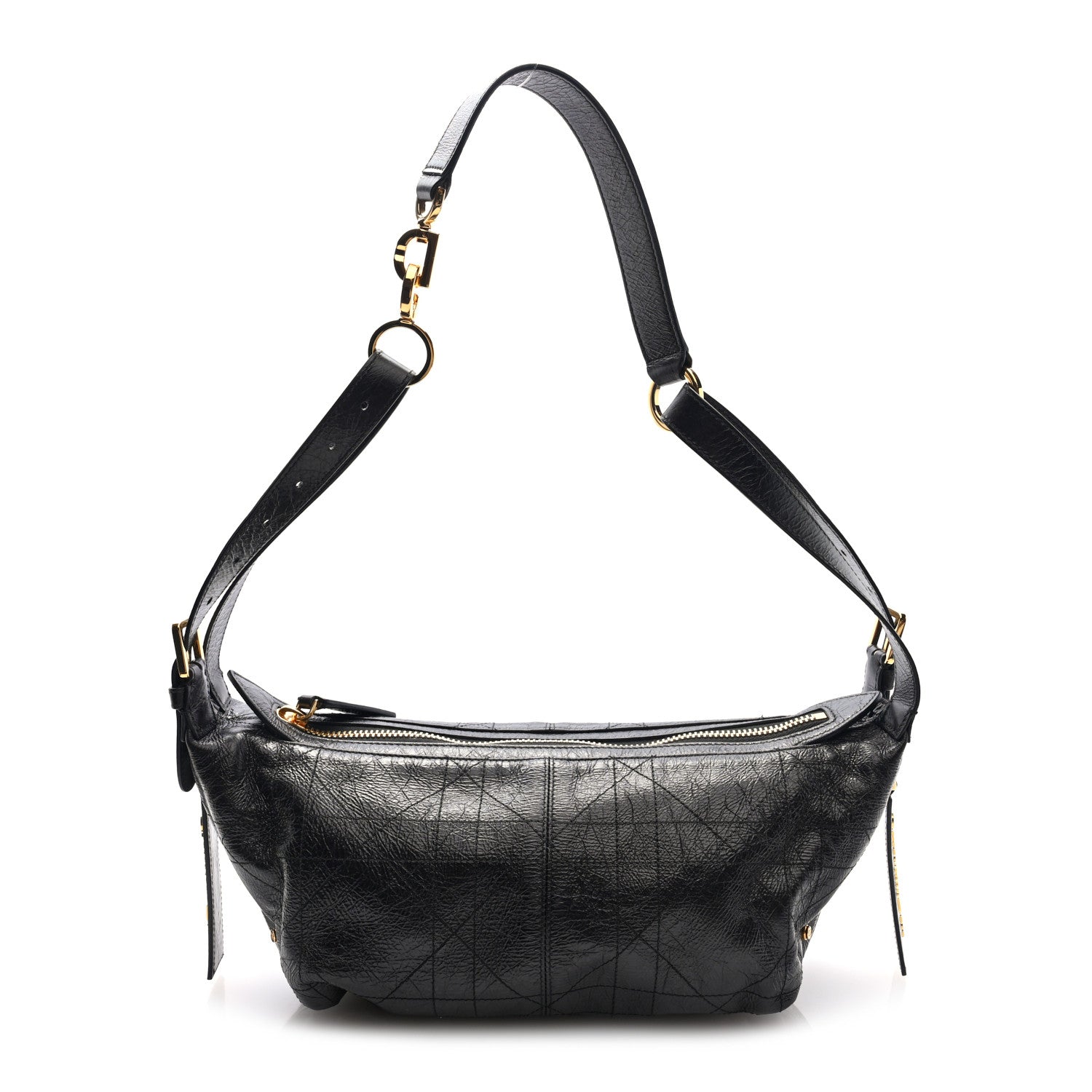 Christian Dior Crinkled Calfskin Macrocannage Medium D-Journey Bag Black 1 of 9