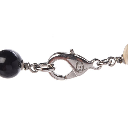 Chanel Pearl Bead Enamel CC Long Necklace Black Gold 4 of 5