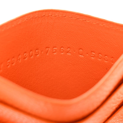 Balenciaga Grained Calfskin Logo Cash Card Holder Pop Orange Black 8 of 9