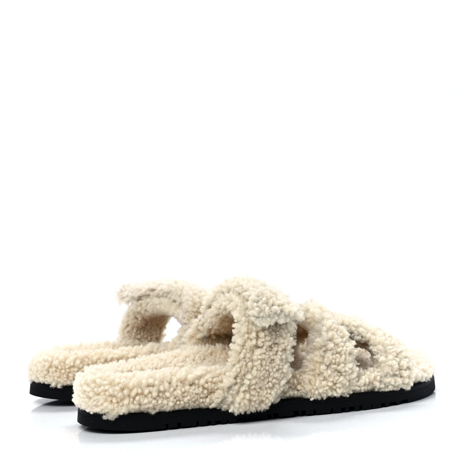 Hermes Woolskin Womens Chypre Sandals 40.5 Ecru 3 of 9