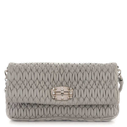 Miu Miu Matelasse Nappa Swarovski Crystal Shoulder Bag Grey 1 of 7