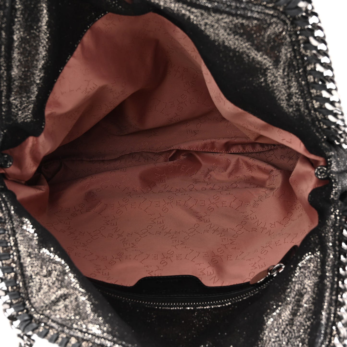 Metallic Shaggy Deer Quilted Small Falabella Tote Black