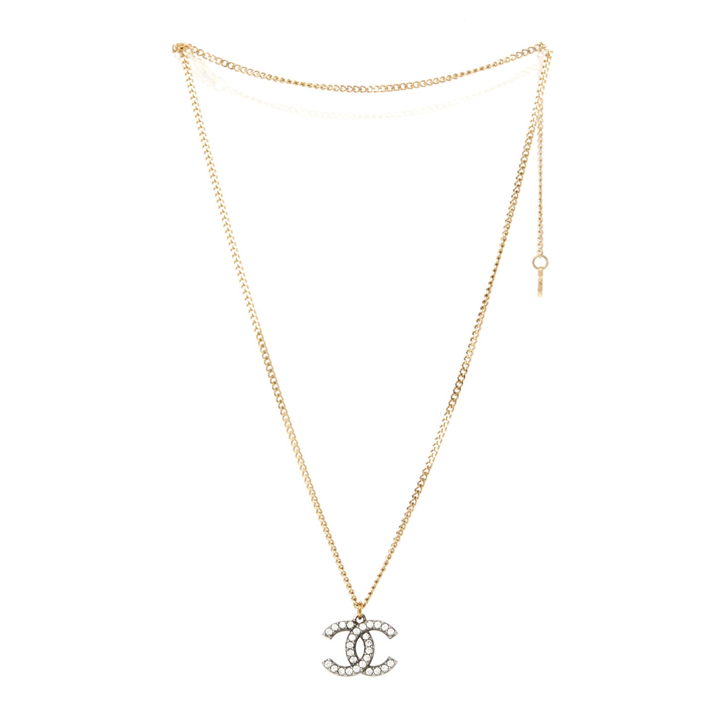 Crystal Lock Symbols CC Necklace Gold Ruthenium