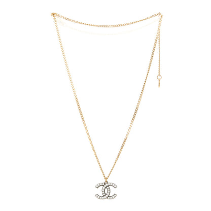 Chanel Crystal Lock Symbols CC Necklace Gold Ruthenium 3 of 5
