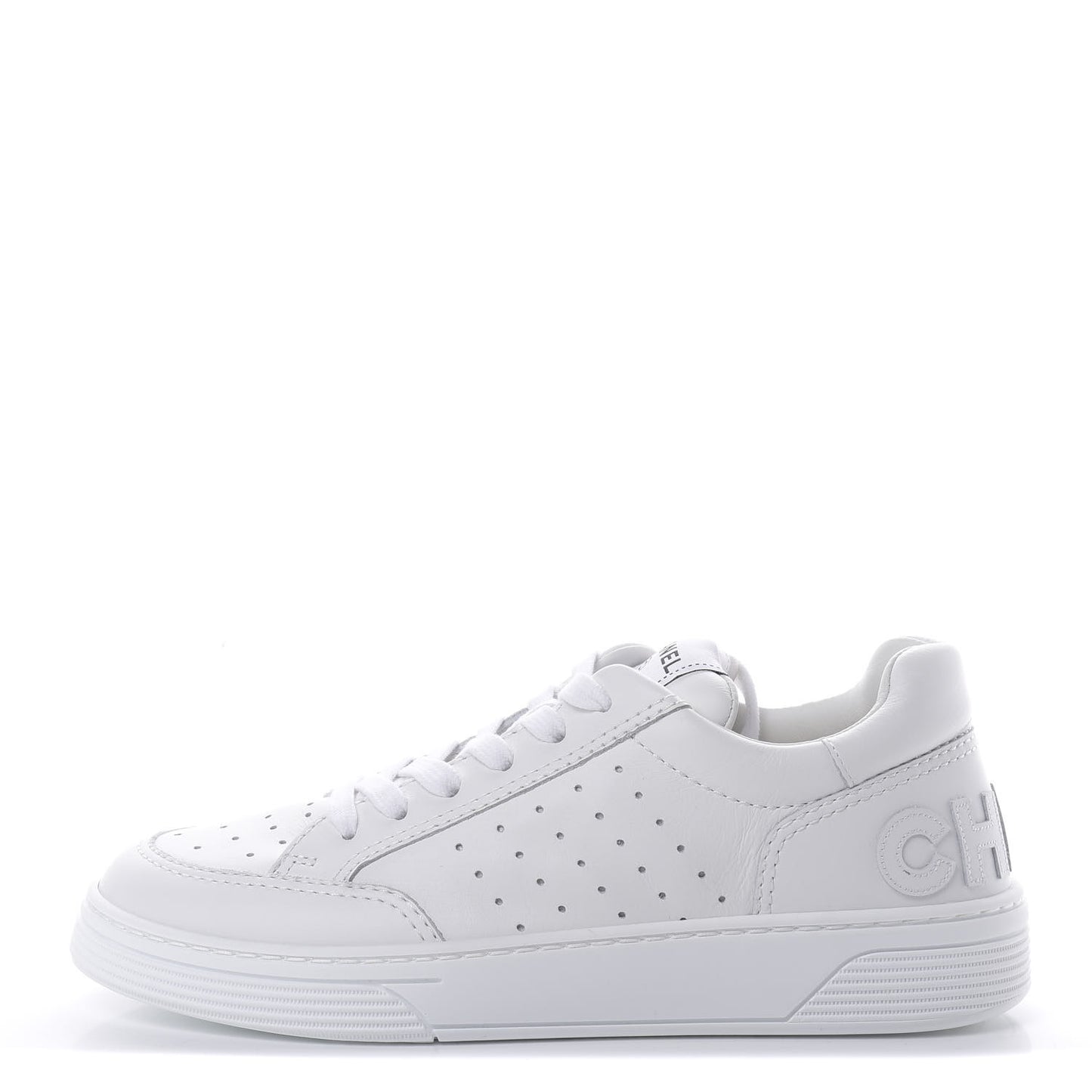 Calfskin Womens Logo Sneakers 38.5 White