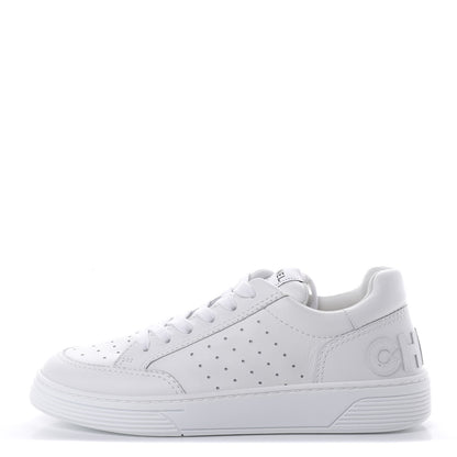 Chanel Calfskin Womens Logo Sneakers 38.5 White 1 of 9