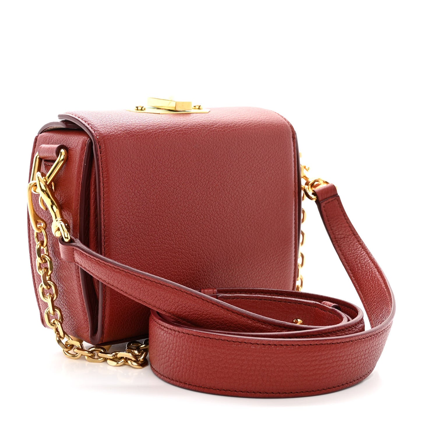 Silky Amish Grained Box Shoulder Bag 16 Lacquered Red
