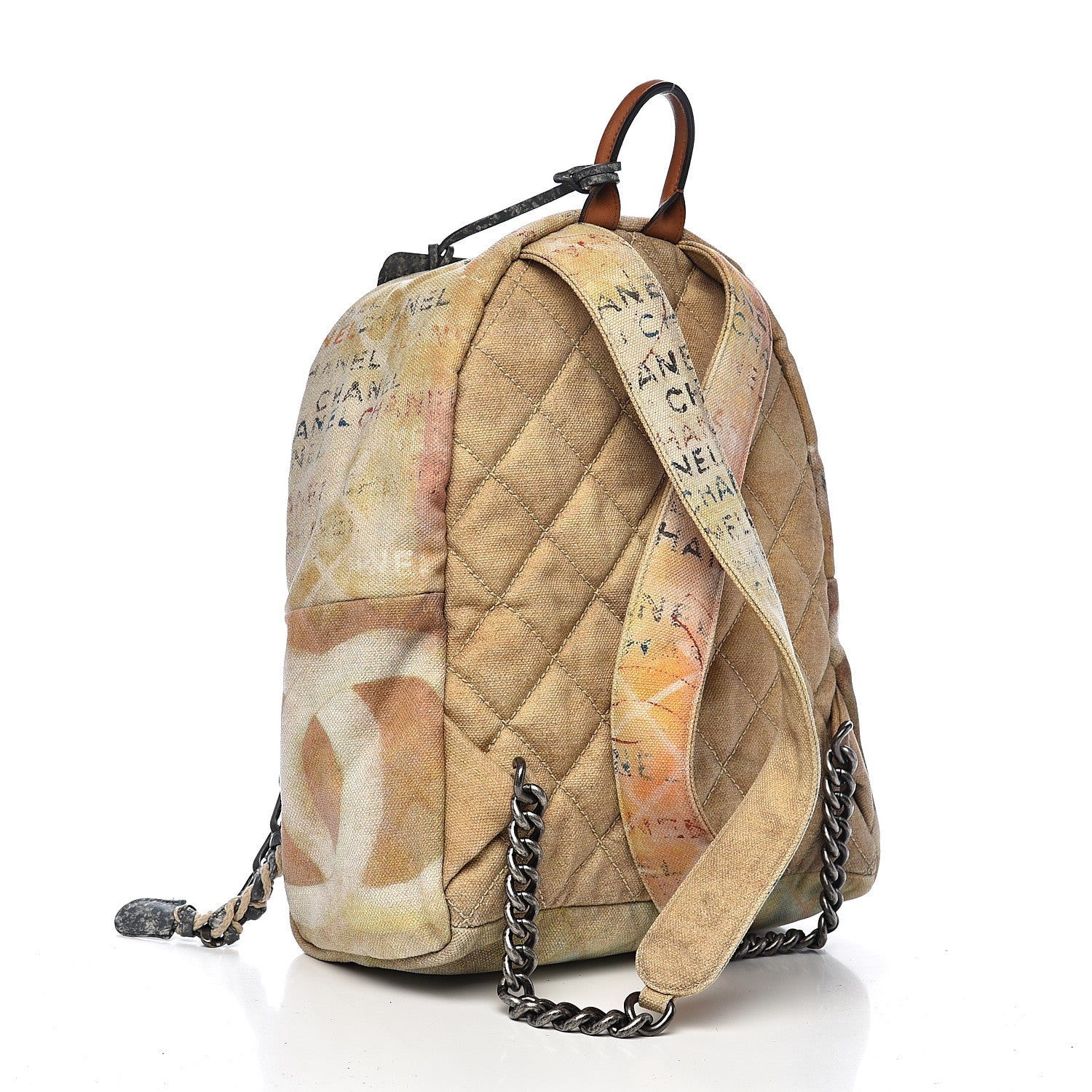 Chanel Graffiti Printed Canvas Medium Backpack Beige 2 of 9