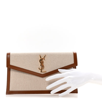 Saint Laurent Canvas Uptown Pouch Natural Beige Brick 2 of 6