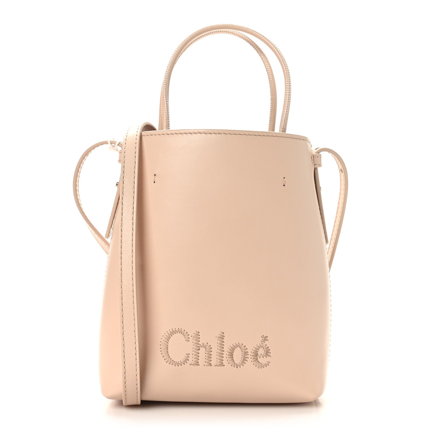 Chloe Shiny Calfskin Micro Sense Tote Bag Cement Pink 1 of 8