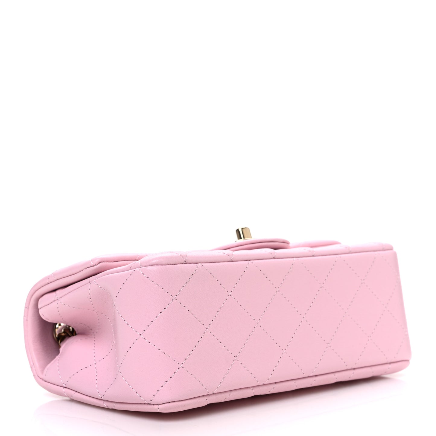 Lambskin Quilted Mini Rectangular Flap Light Pink