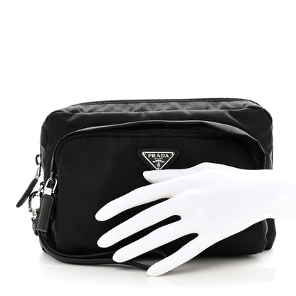 Prada Tessuto Nylon Saffiano Wristlet Pouch Black 2 of 6
