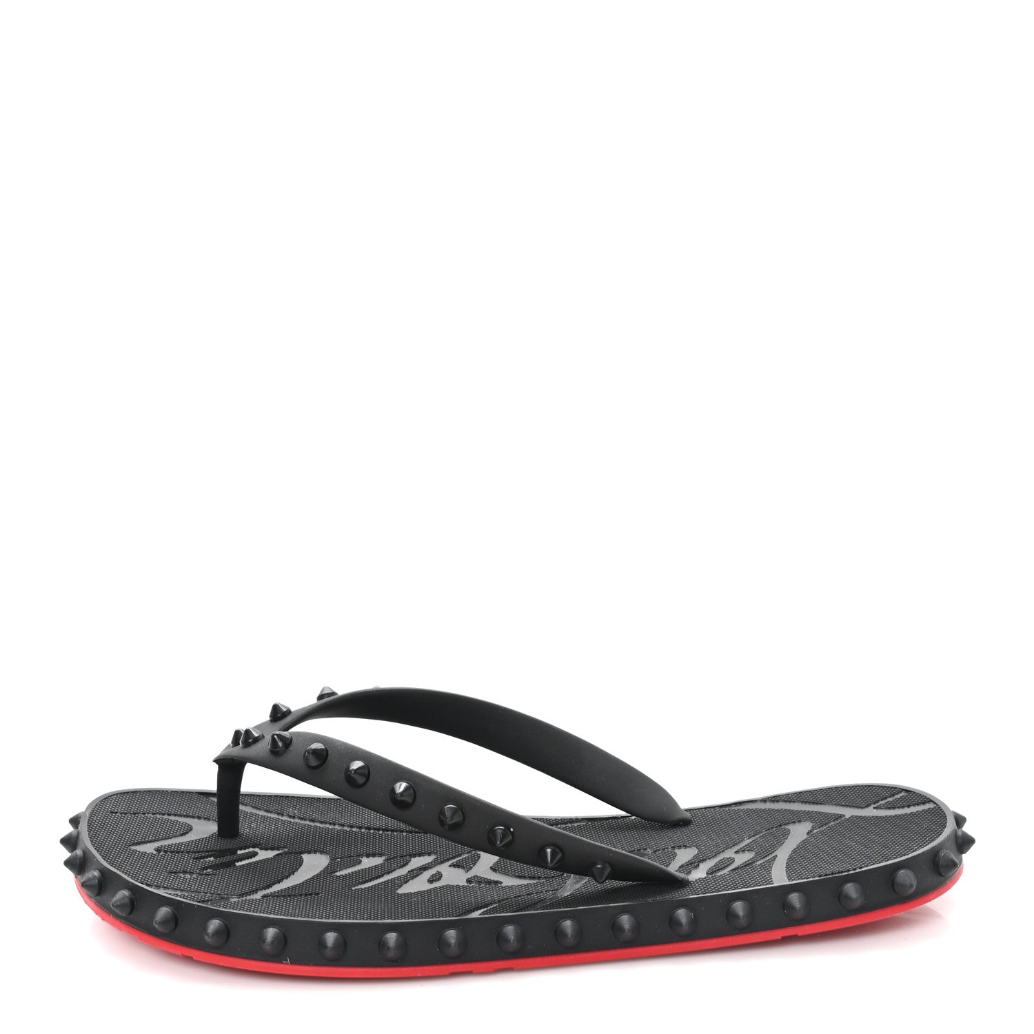 Christian Louboutin Rubber Spike Loubi Donna Flip Flop 39 Black 1 of 7