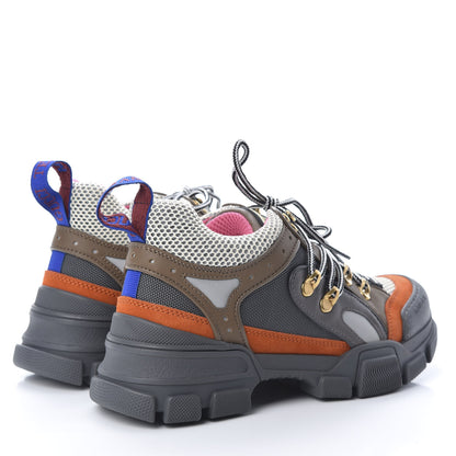 Gucci X SEGA Mesh Canvas Calfskin Womens Flashtrek Sneakers 37.5 White Box Pink Ardesia Loess 4 of 8