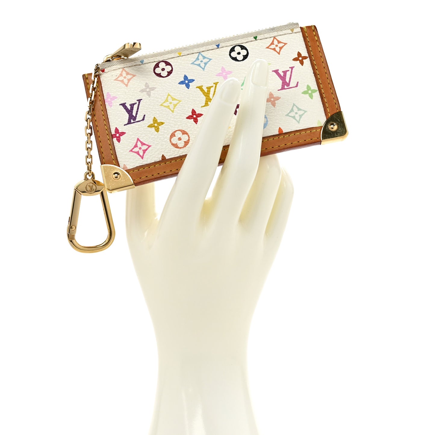 Monogram Multicolor Key Pouch White