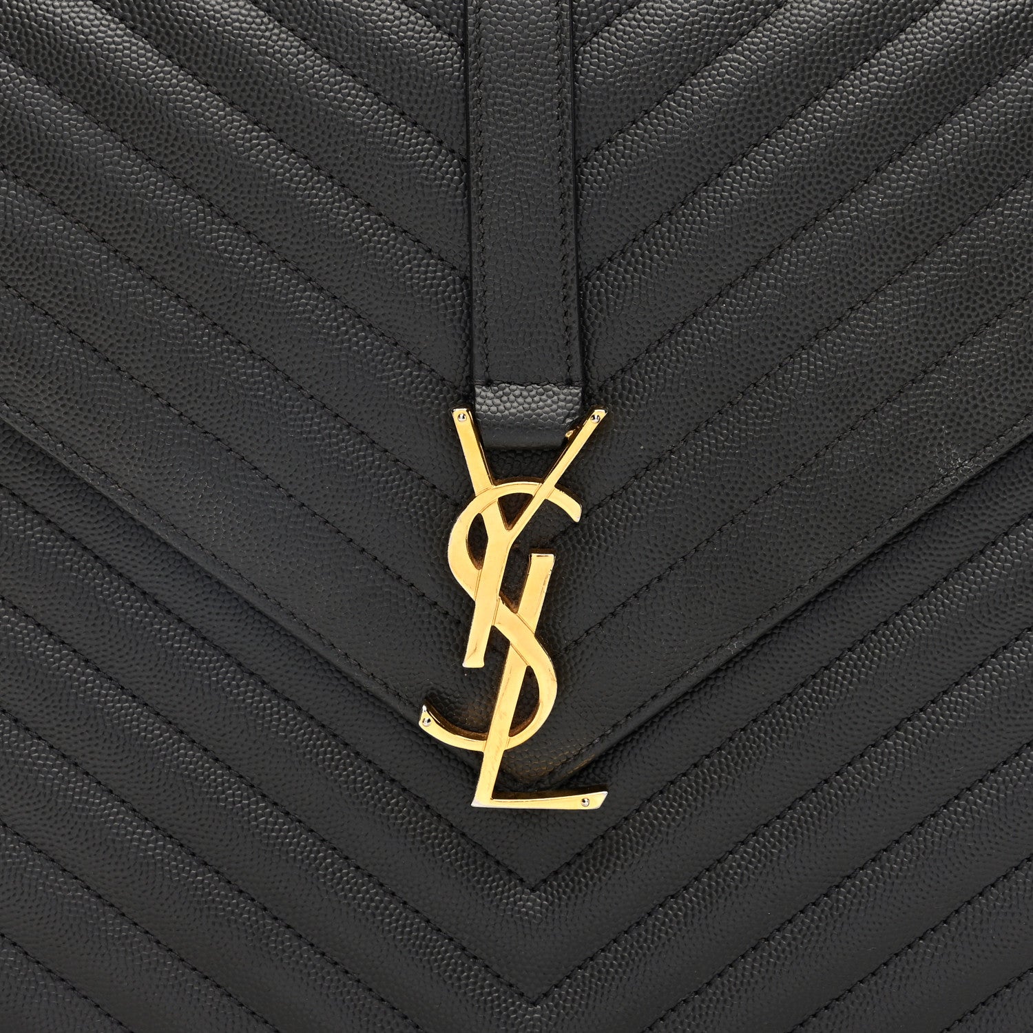 Saint Laurent Grain De Poudre Matelasse Chevron Large Monogram Satchel Earth 7 of 9