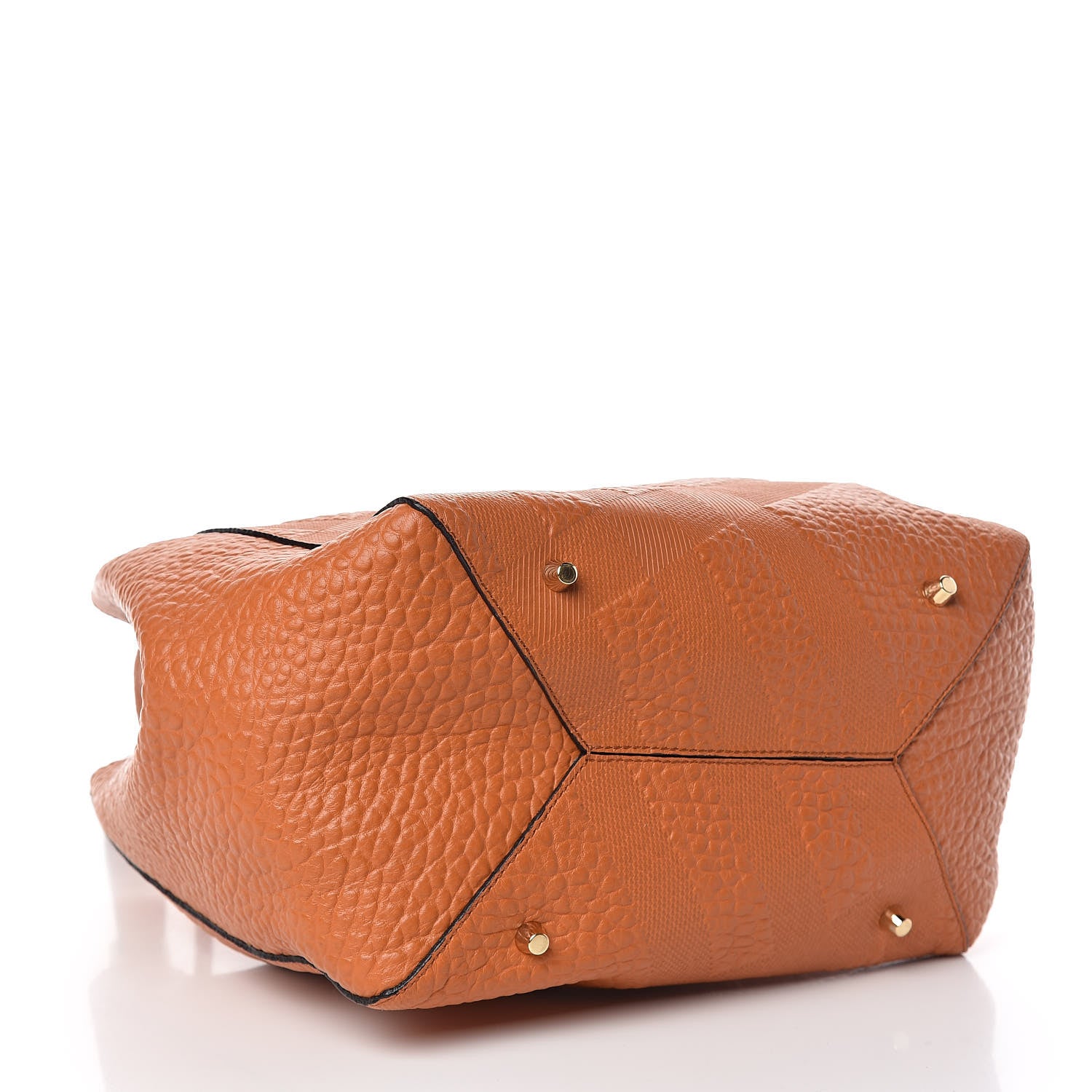 Burberry Signature Grain Calfskin Check Embossed Small Canterbury Tote Copper Orange 4 of 9