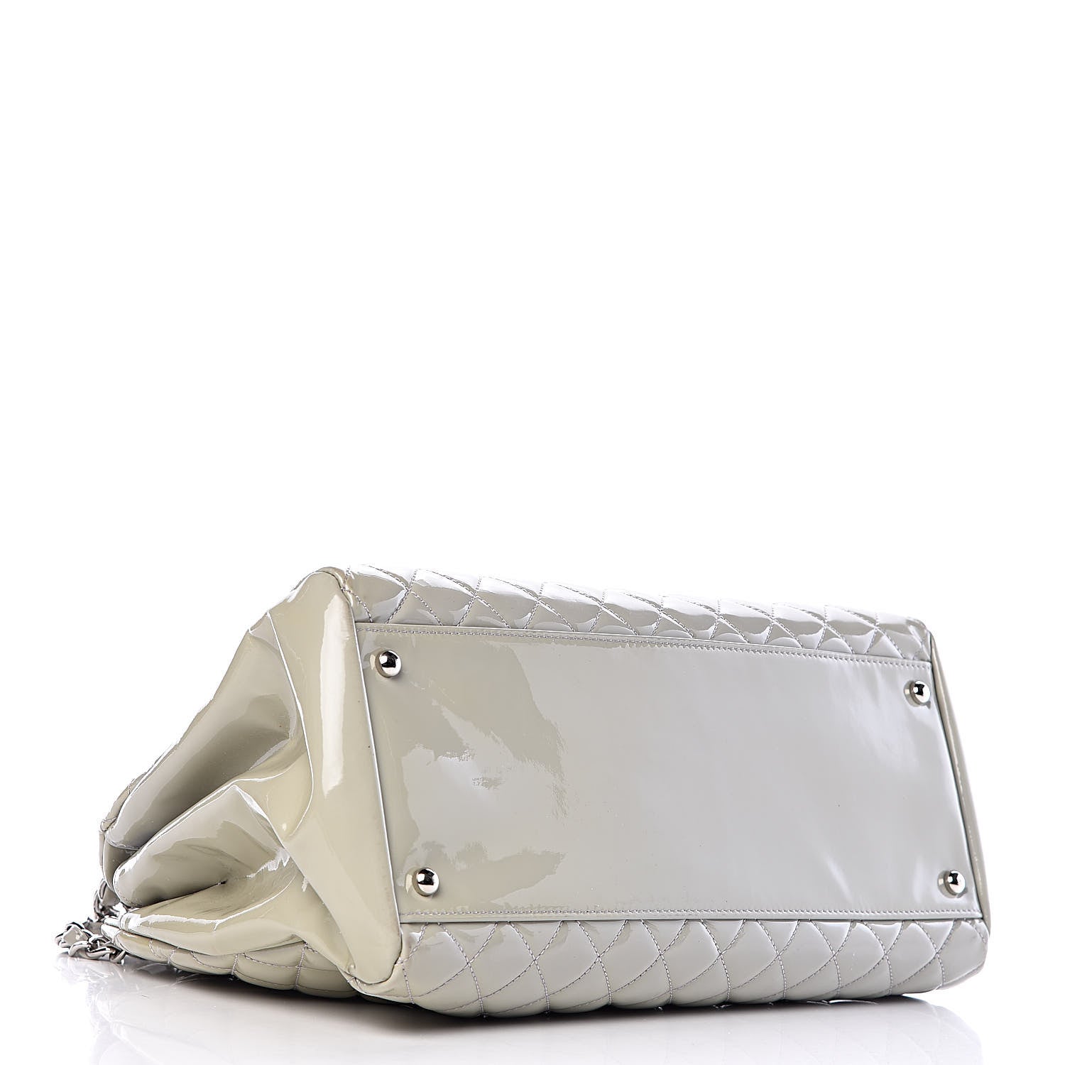 Chanel Patent Quilted Large Just Mademoiselle Bowling Bag Grey 4 of 10