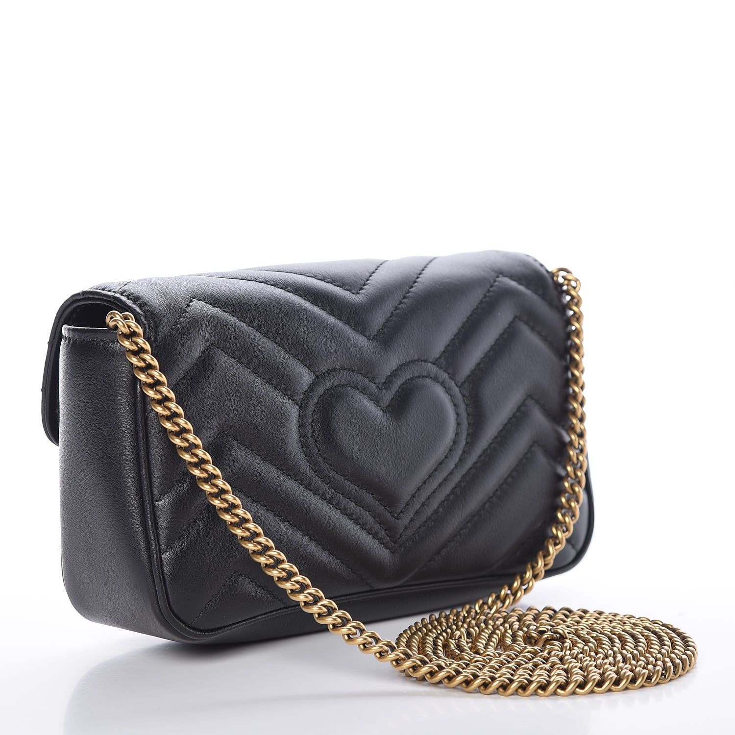 Gucci Calfskin Matelasse Super Mini GG Marmont Shoulder Bag Black 3 of 10