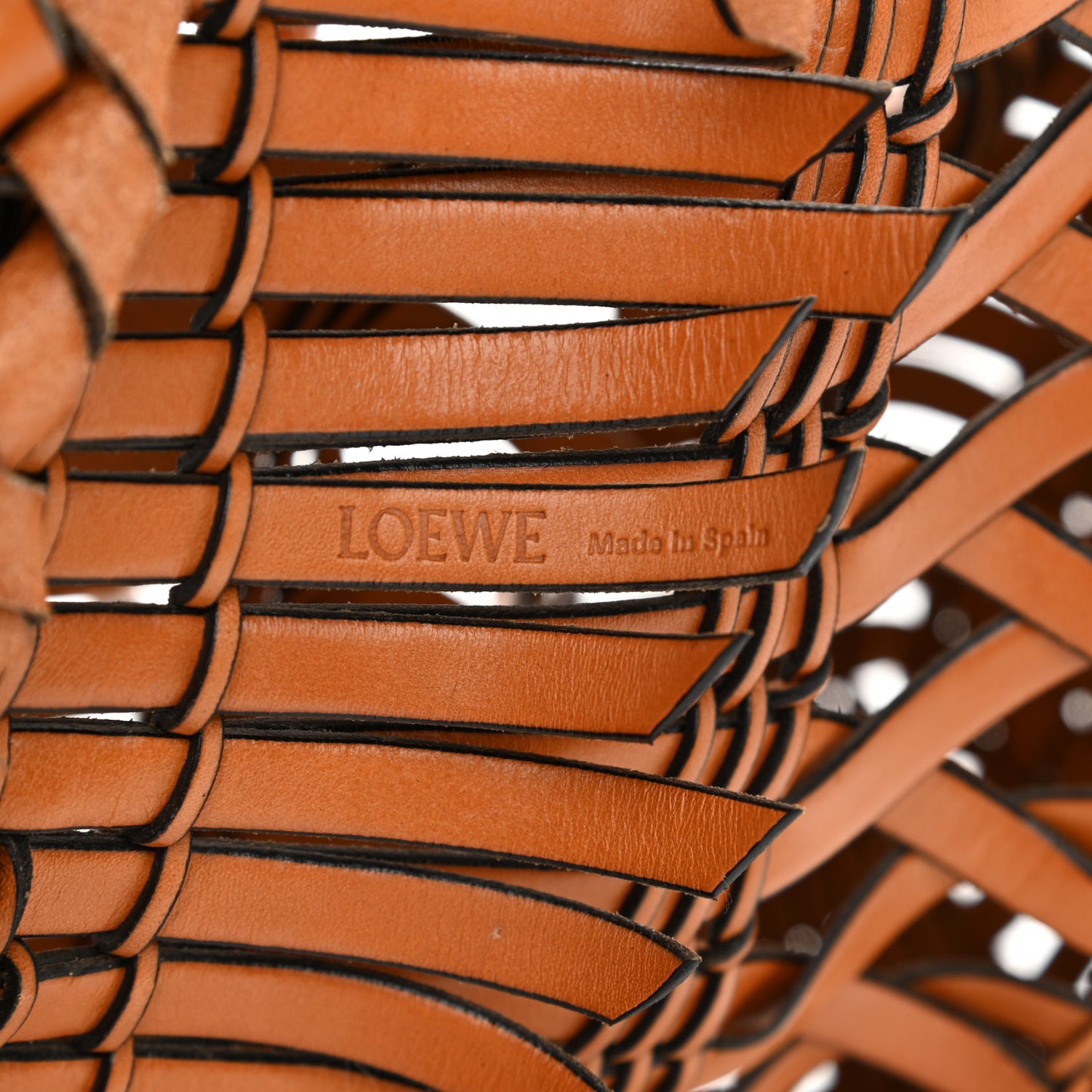 Calfskin Fringe Woven Small Bucket Bag Tan