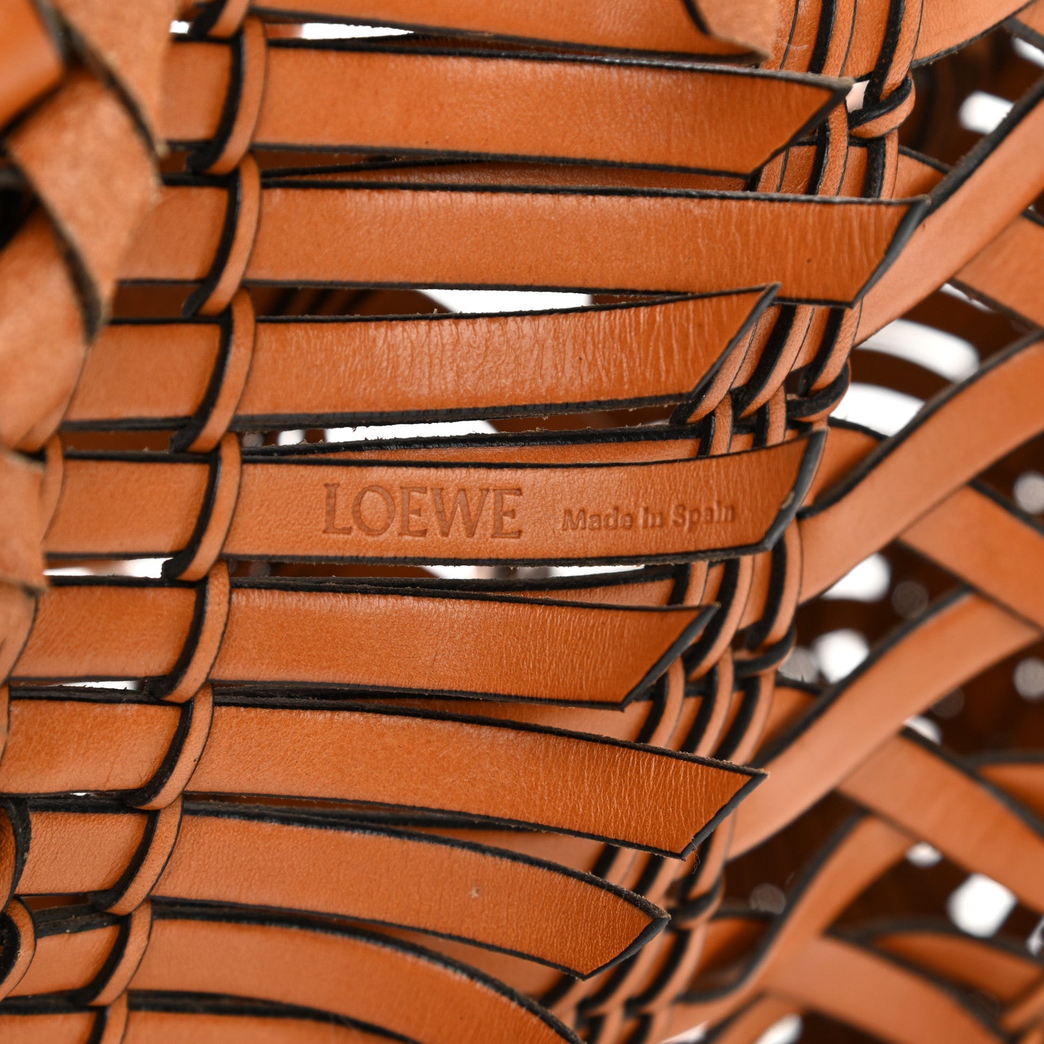 Loewe Calfskin Fringe Woven Small Bucket Bag Tan 6 of 9