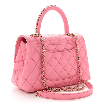 Chanel Caviar Quilted Mini Coco Chain Handle Flap Pink 3 of 11