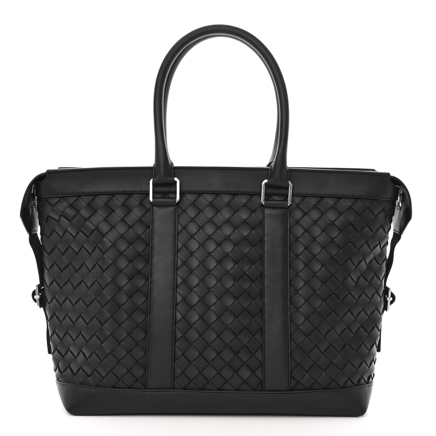 Calfskin Intrecciato Zipped Tote Black