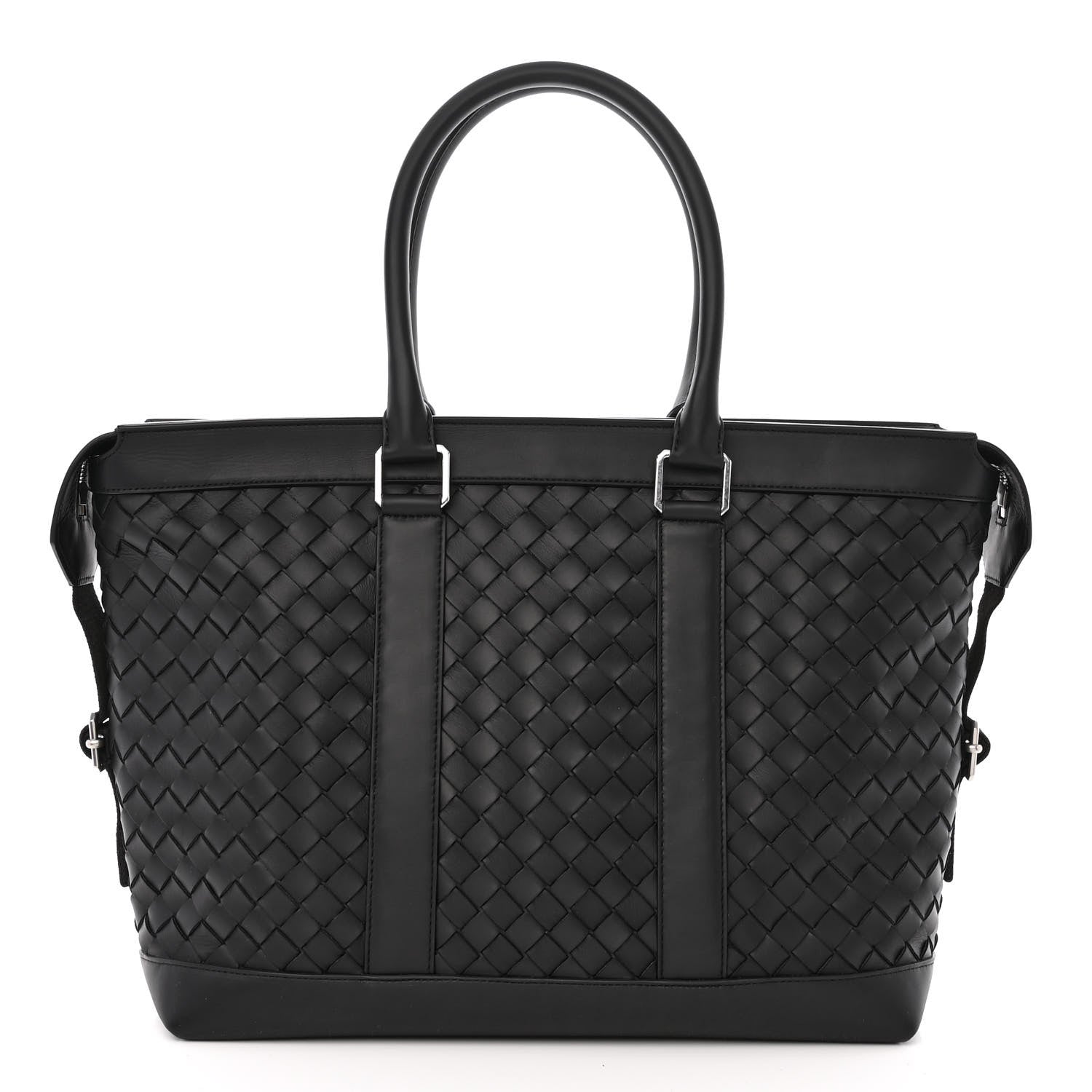 Bottega Veneta Calfskin Intrecciato Zipped Tote Black 3 of 12