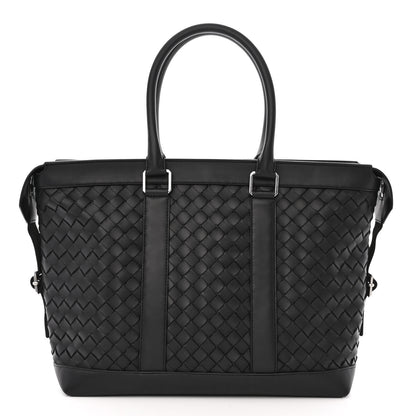 Bottega Veneta Calfskin Intrecciato Zipped Tote Black 3 of 12