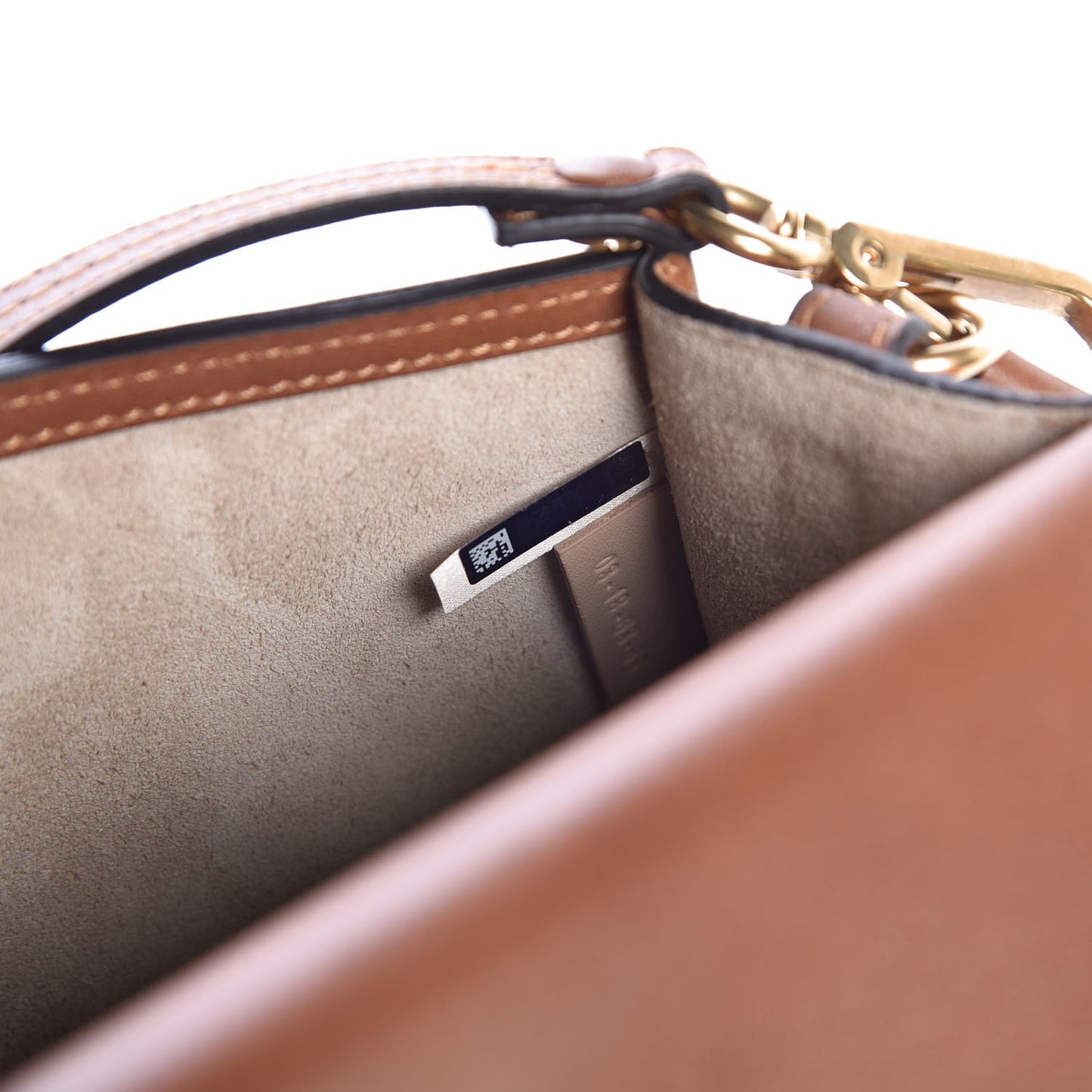 Calfskin Suede Medium Nile Bracelet Bag Caramel