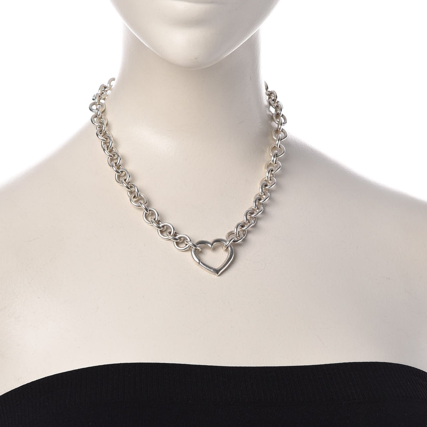 Sterling Silver Heart Clasp Choker Necklace