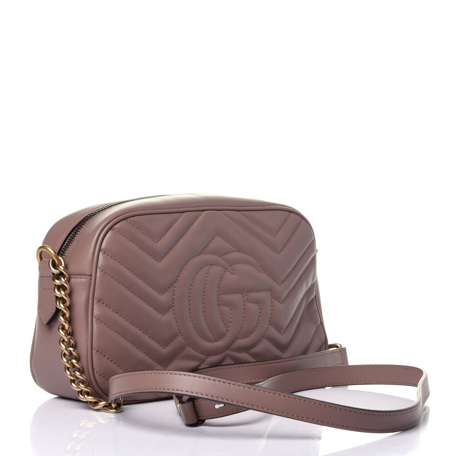 Gucci Calfskin Matelasse Small GG Marmont Chain Shoulder Bag Porcelain Rose 2 of 10