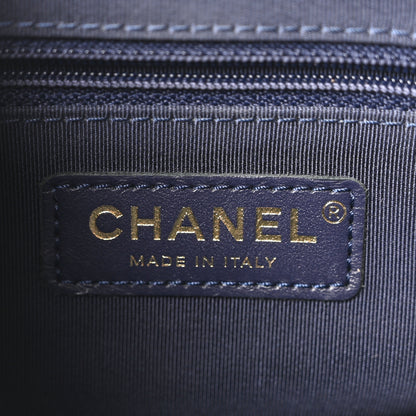 Chanel Grained Calfskin Lambskin Quilted Large Bowling Bag Blue 6 of 10