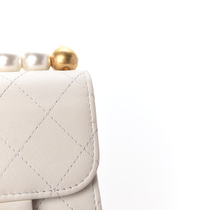 Chanel Goatskin Chic Pearls Clutch On Chain White 16 of 18