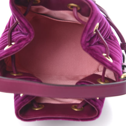 Gucci Velvet Matelasse GG Marmont Bucket Bag Fuchsia Violet Cyclamen 5 of 10