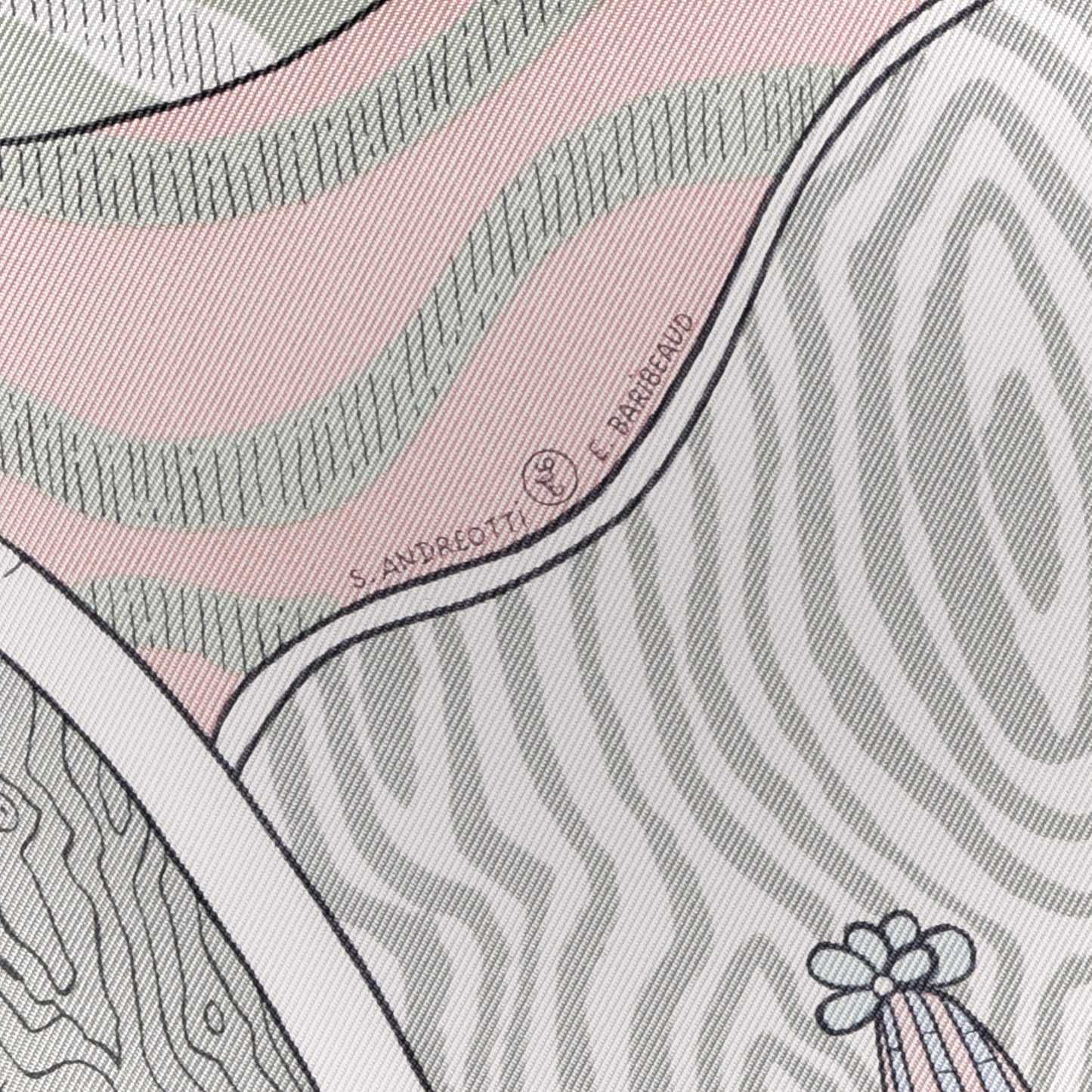 Silk Le Premier Chant Scarf 90 Abricot Ciel Vert