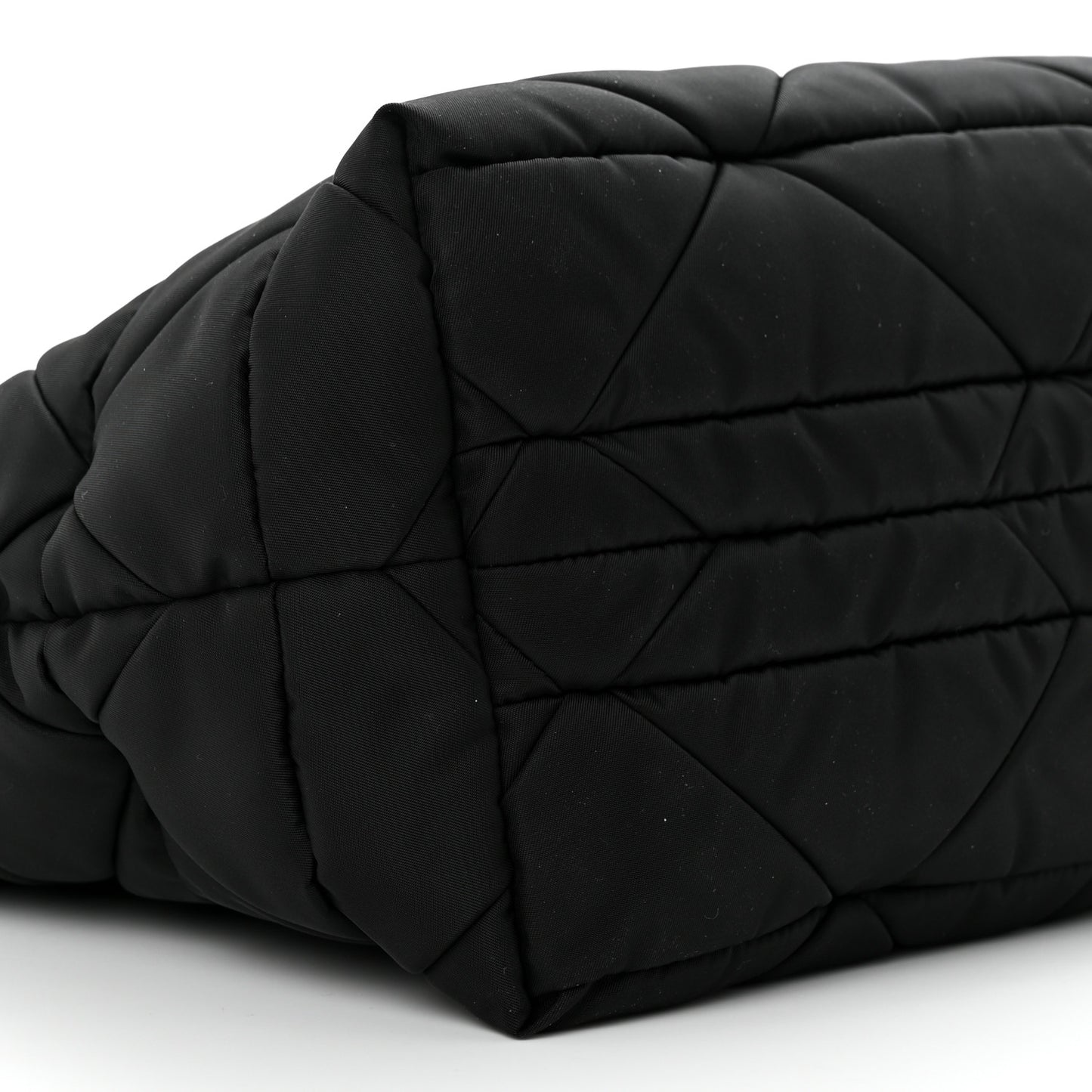 Re-Nylon Nappa Triangle Quilted Padded Small Double Handled Zip Tote Black