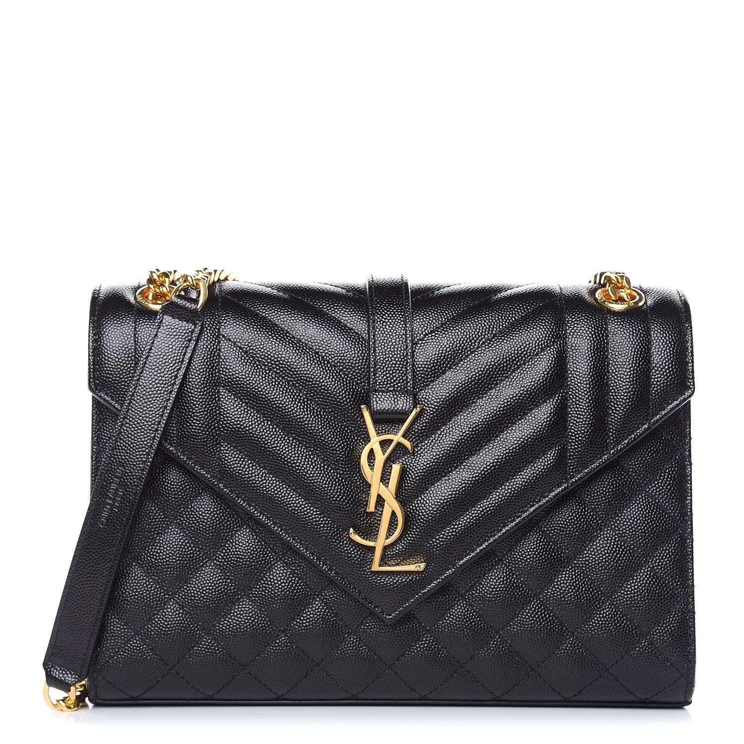 Saint Laurent Grain De Poudre Textured Mixed Matelasse Triquilt Medium Monogram Satchel Black 1 of 9