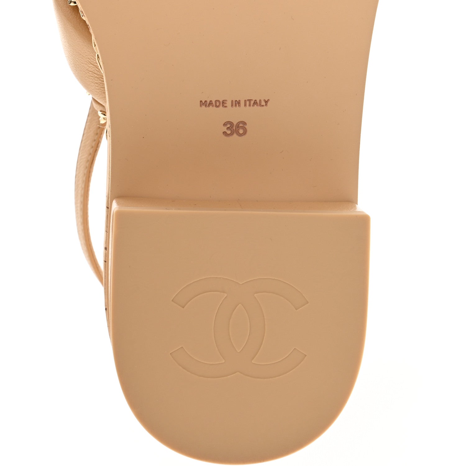 Chanel Lambskin Cork Chain Sandals 36 Beige 8 of 12