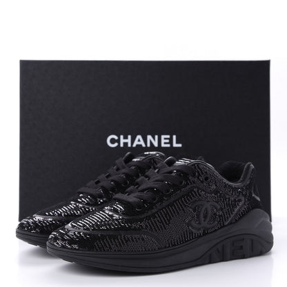 Chanel Sequin CC Sneakers 38.5 Black 10 of 10