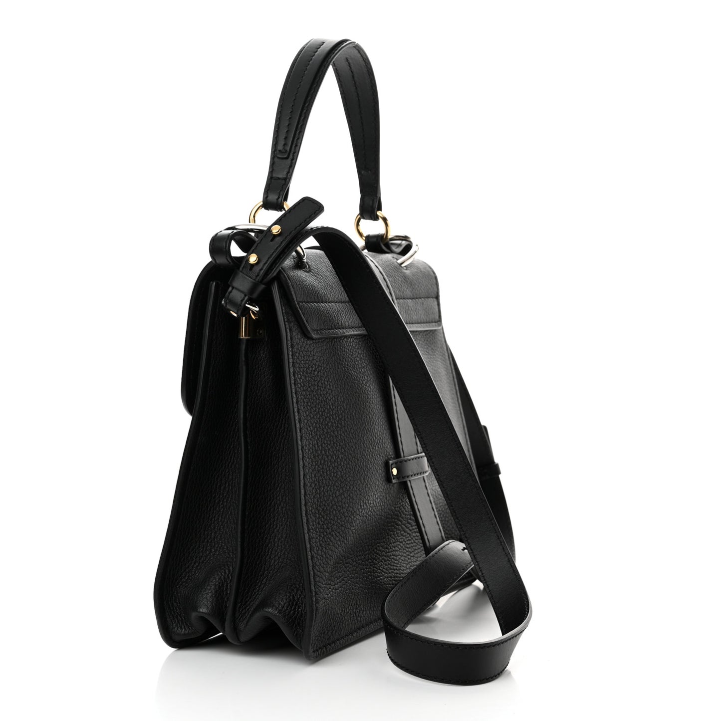Grained Calfskin Medium Aby Day Shoulder Bag Black