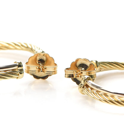 David Yurman 18K Yellow Gold Diamond Crossover Medium Hoop Earrings 4 of 5