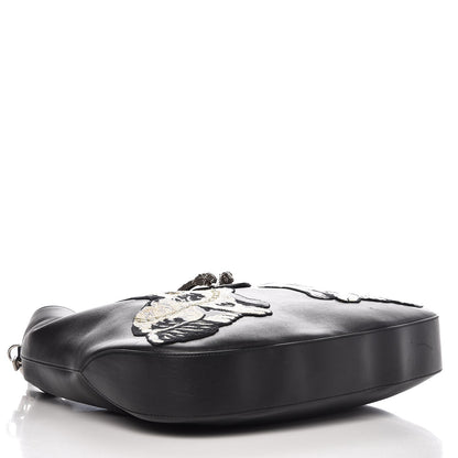 Gucci Calfskin Web Dog Embroidered Large Dionysus Hobo Black 4 of 8