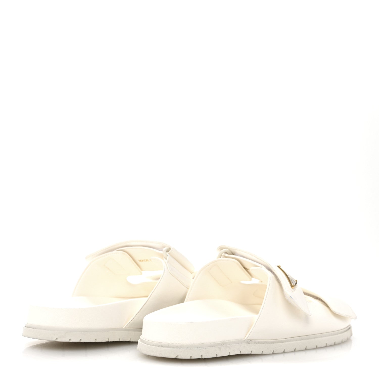 Prada Nappa Logo Velcro Strap Slide Sandals 38 Ivory 5 of 8