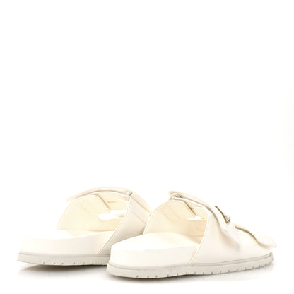 Prada Nappa Logo Velcro Strap Slide Sandals 38 Ivory 5 of 8