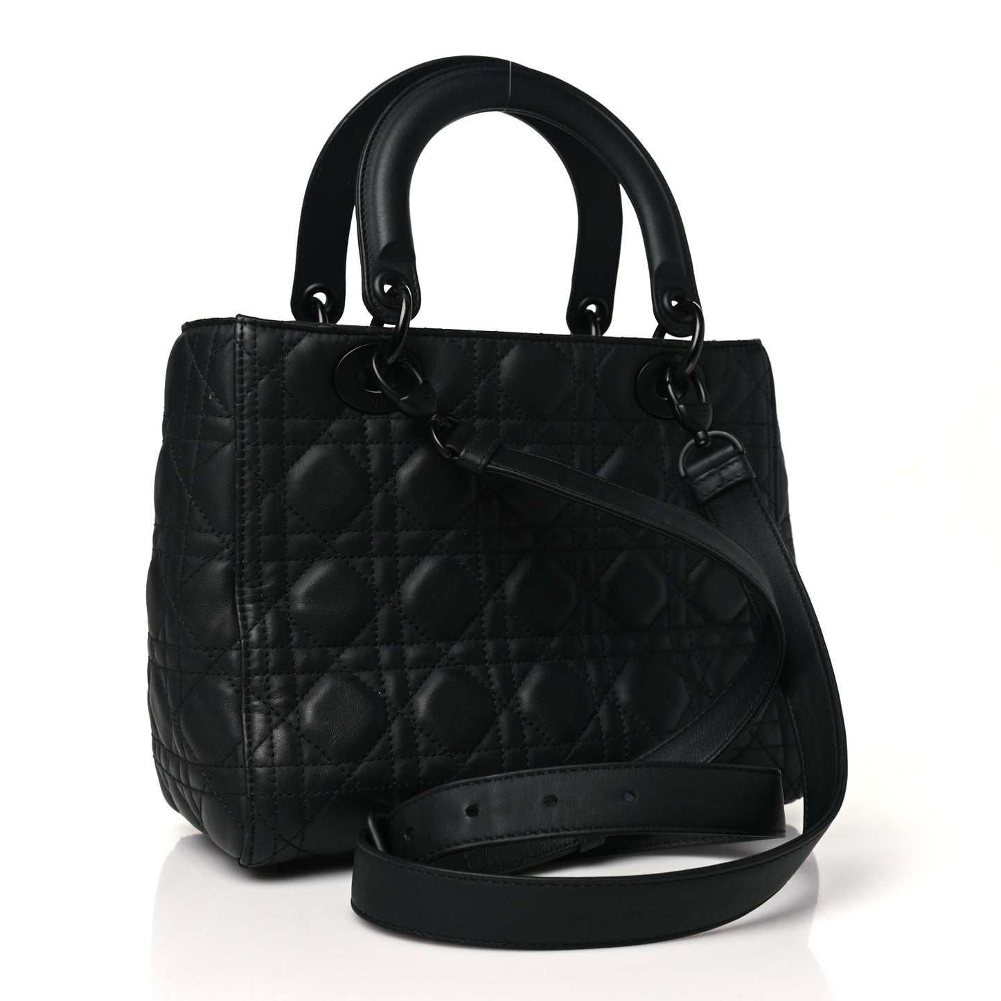 Ultra Matte Calfskin Cannage Medium Lady Dior Black