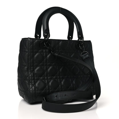 Christian Dior Ultra Matte Calfskin Cannage Medium Lady Dior Black 3 of 11