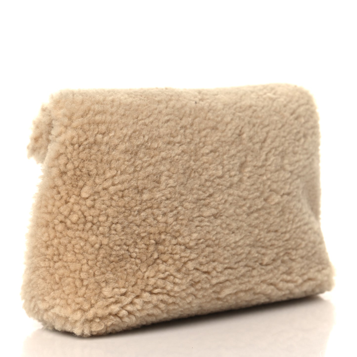 Shearling Quilted Monogram Loulou Puffer Pouch Clutch Natural Beige Brick