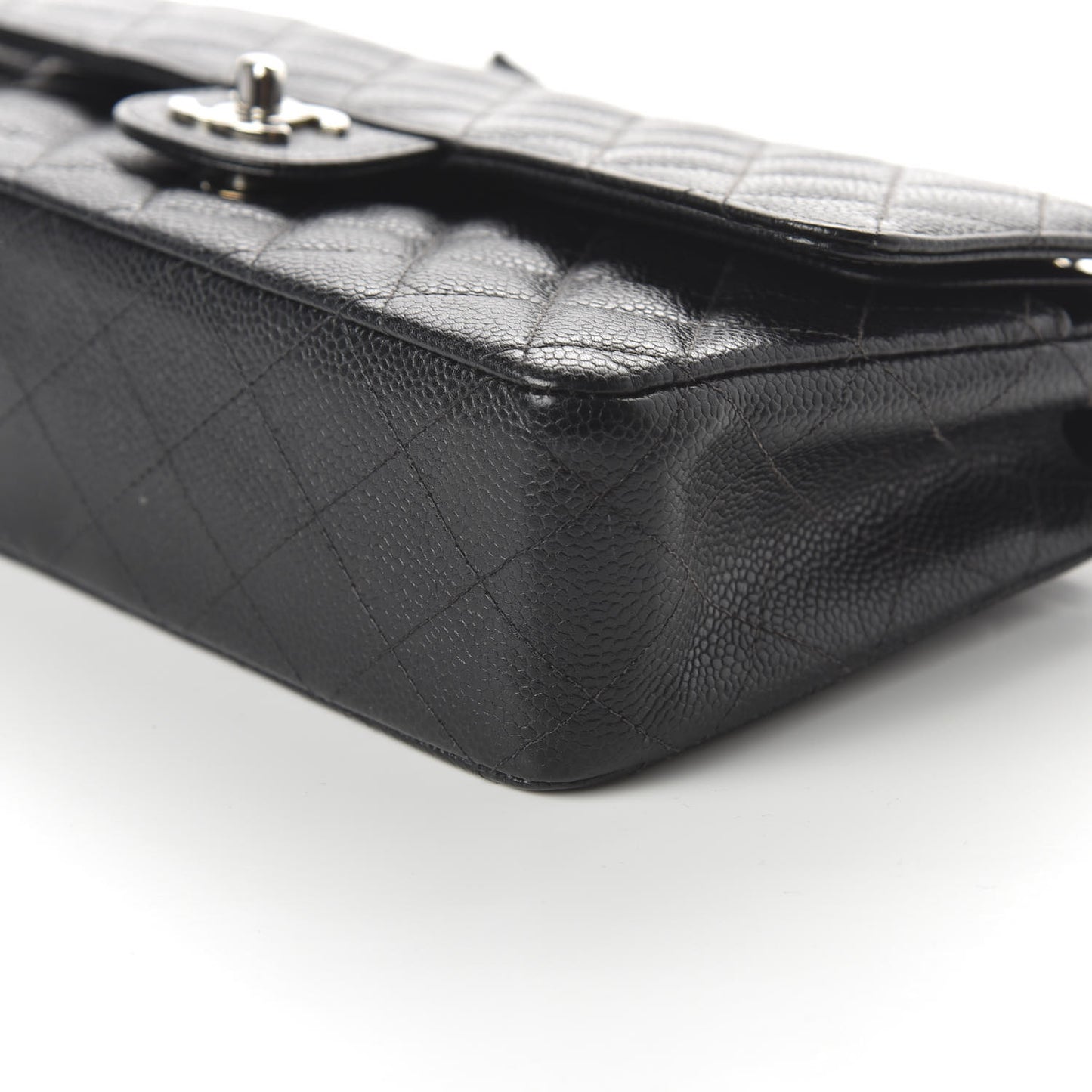Caviar Quilted Medium Double Flap Black