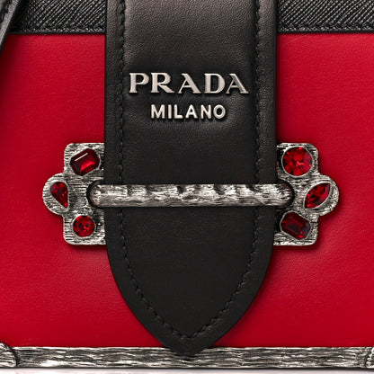 Prada City Calfskin Saffiano Crystal Cahier Bag Fuoco Black 8 of 11